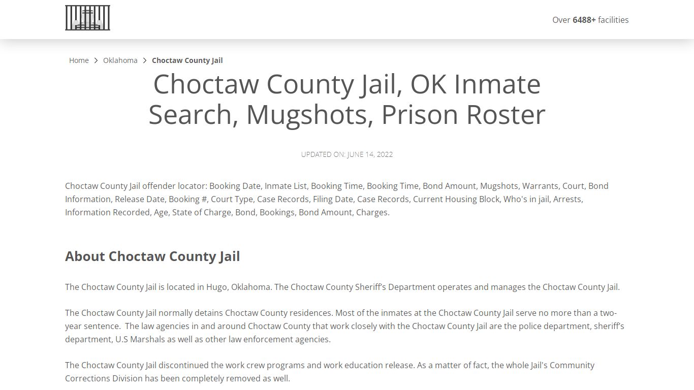 Choctaw County Jail, OK Inmate Search, Mugshots, Prison Roster