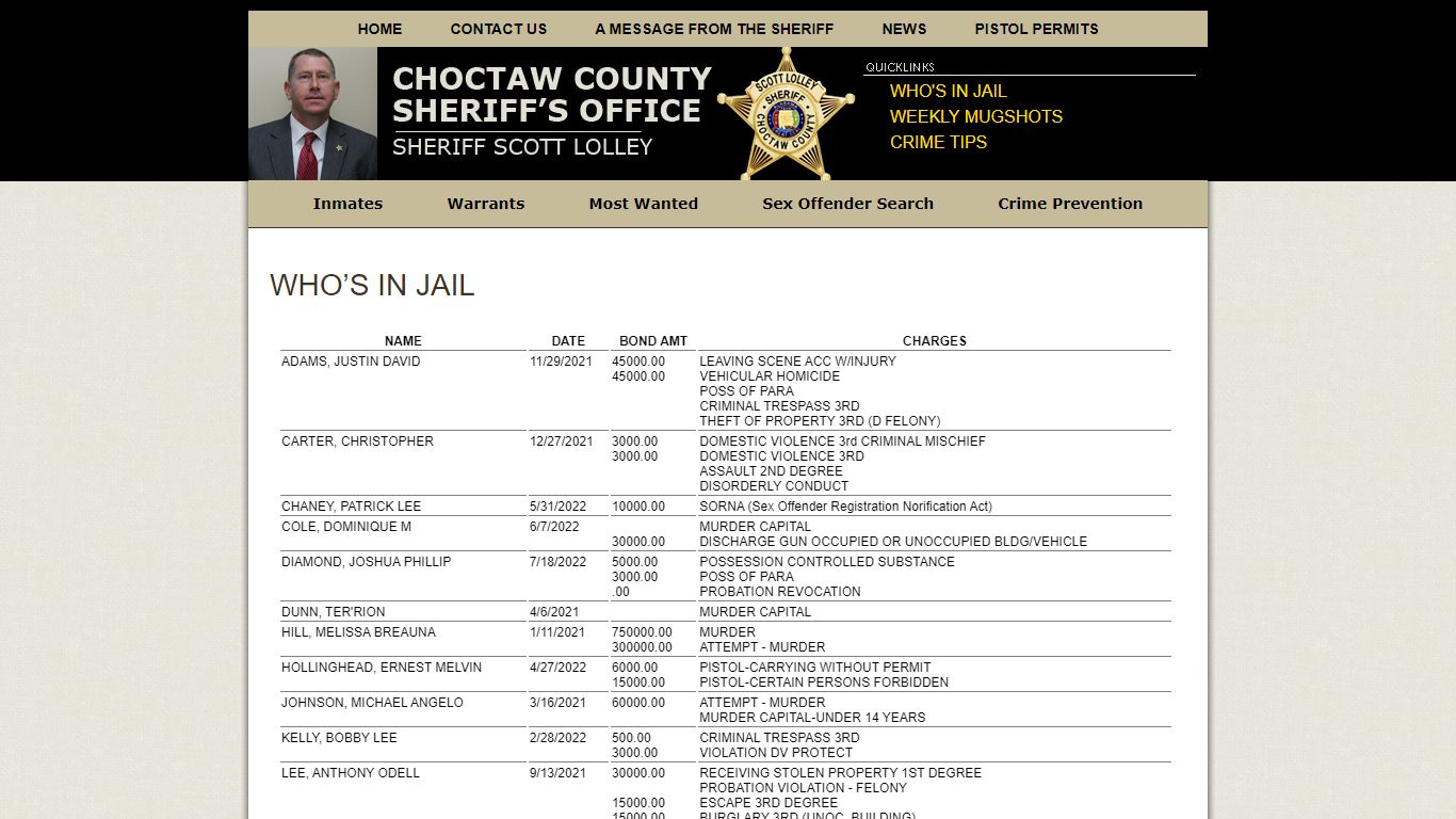 Who’s in Jail - Choctaw County Sheriff's Office